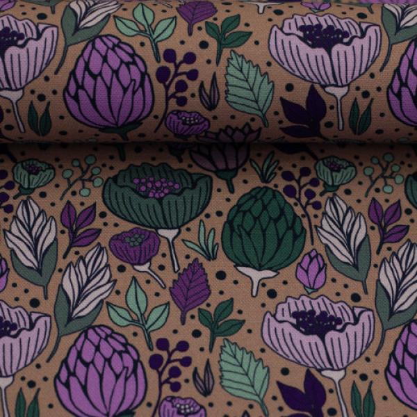 Canvas Garden Stories by Emjo Design Blumen auf Altrosa von Swafing